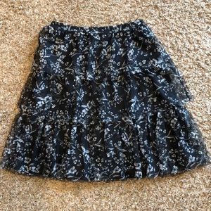NWT CATO skirt black floral tulle size Large
